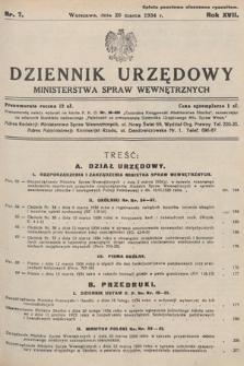 Dziennik Urzędowy Ministerstwa Spraw Wewnętrznych. 1934, nr 7