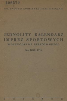 Jednolity Kalendarz Imprez Województwa Rzeszowskiego na Rok 1954