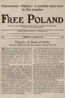 Free Poland : devoted to the presentation of the cause of a united and independent Poland to the american people. Vol.5, 1919, No. 8