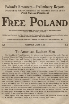 Free Poland : devoted to the presentation of the cause of a united and independent Poland to the american people. Vol.5, 1919, No. 12