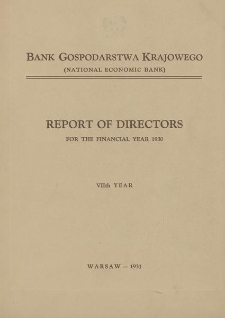 Report of Directors : for the financial year 1930. Year 7th