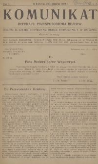 Komunikat Referatu Przysposobienia Rezerw. 1922, nr 5-6