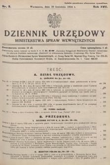 Dziennik Urzędowy Ministerstwa Spraw Wewnętrznych. 1934, nr 9