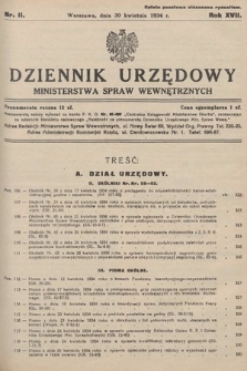 Dziennik Urzędowy Ministerstwa Spraw Wewnętrznych. 1934, nr 11