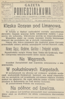 Gazeta Poniedziałkowa. 1914, nr 52