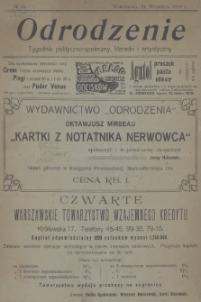 Odrodzenie : tygodnik polityczno-społeczny, literacki i artystyczny. 1910, № 18