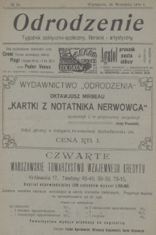 Odrodzenie : tygodnik polityczno-społeczny, literacki i artystyczny. 1910, № 19