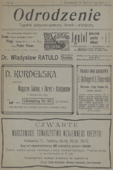 Odrodzenie : tygodnik polityczno-społeczny, literacki i artystyczny. 1910, № 22
