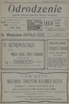 Odrodzenie : tygodnik polityczno-społeczny, literacki i artystyczny. 1910, № 23