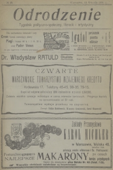 Odrodzenie : tygodnik polityczno-społeczny, literacki i artystyczny. 1910, № 28