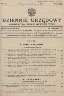 Dziennik Urzędowy Ministerstwa Spraw Wewnętrznych. 1934, nr 15
