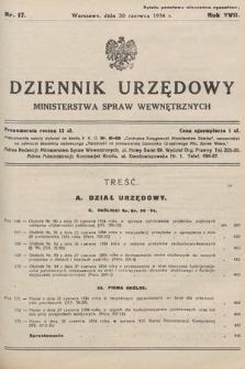 Dziennik Urzędowy Ministerstwa Spraw Wewnętrznych. 1934, nr 17