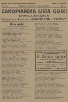 Zakopiańska Lista Gości i Chwila Bieżąca : dodatek do wydawnictwa „Zakopane i Tatry”. R.2, 1932, nr 3