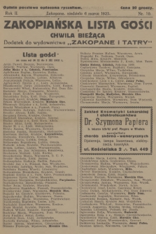 Zakopiańska Lista Gości i Chwila Bieżąca : dodatek do wydawnictwa „Zakopane i Tatry”. R.2, 1932, nr 10