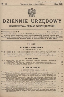 Dziennik Urzędowy Ministerstwa Spraw Wewnętrznych. 1934, nr 18