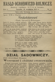Hasło Ogrodniczo-Rolniczee. R. 2, 1933, nr 9