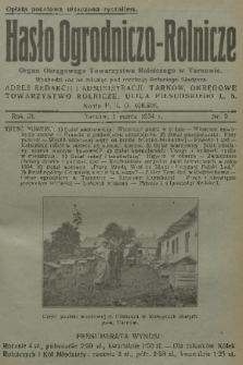 Hasło Ogrodniczo-Rolnicze : czasopismo poświęcone rozwojowi postępowego ogrodnictwa i rolnictwa w Polsce. R. 3, 1934, nr 3