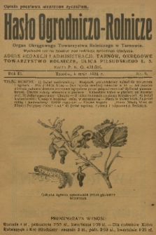 Hasło Ogrodniczo-Rolnicze : czasopismo poświęcone rozwojowi postępowego ogrodnictwa i rolnictwa w Polsce. R. 3, 1934, nr 5