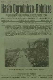 Hasło Ogrodniczo-Rolnicze : czasopismo poświęcone rozwojowi postępowego ogrodnictwa i rolnictwa w Polsce. R. 3, 1934, nr 8