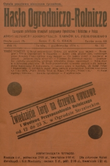 Hasło Ogrodniczo-Rolnicze : czasopismo poświęcone rozwojowi postępowego ogrodnictwa i rolnictwa w Polsce. R. 3, 1934, nr 10