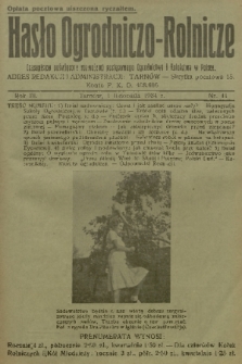 Hasło Ogrodniczo-Rolnicze : czasopismo poświęcone rozwojowi postępowego ogrodnictwa i rolnictwa w Polsce. R. 3, 1934, nr 11