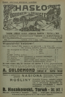 Hasło Ogrodniczo-Rolnicze : czasopismo poświęcone rozwojowi postępowego ogrodnictwa i rolnictwa w Polsce. R. 5, 1936, nr 5