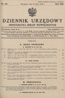 Dziennik Urzędowy Ministerstwa Spraw Wewnętrznych. 1934, nr 20