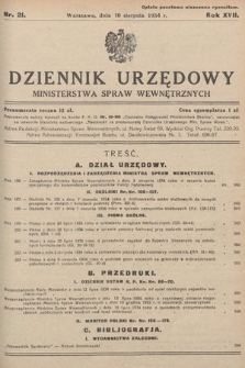 Dziennik Urzędowy Ministerstwa Spraw Wewnętrznych. 1934, nr 21