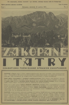 Zakopane i Tatry : czasopismo poświęcone sprawom Zakopanego. R.1, 1931, nr 2