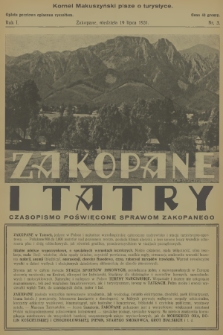 Zakopane i Tatry : czasopismo poświęcone sprawom Zakopanego. R.1, 1931, nr 3