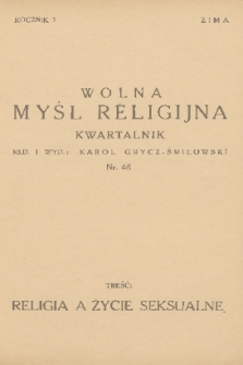 Wolna Myśl Religijna. R. 1, 1936, nr 4/1, zima