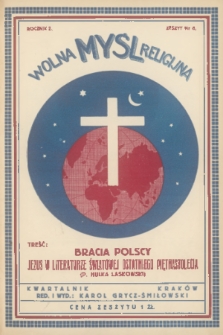 Wolna Myśl Religijna. R. 2, 1937, nr 6/2, lato