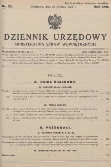 Dziennik Urzędowy Ministerstwa Spraw Wewnętrznych. 1934, nr 22