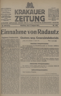 Krakauer Zeitung : zugleich amtliches Organ des K. U. K. Festungs-Kommandos Krakau. 1917, nr 218