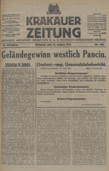 Krakauer Zeitung : zugleich amtliches Organ des K. U. K. Festungs-Kommandos Krakau. 1917, nr 226