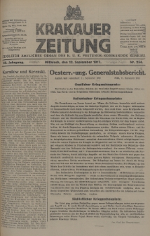 Krakauer Zeitung : zugleich amtliches Organ des K. U. K. Festungs-Kommandos Krakau. 1917, nr 254