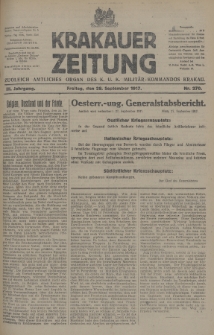 Krakauer Zeitung : zugleich amtliches Organ des K. U. K. Militär-Kommandos Krakau. 1917, nr 270