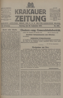 Krakauer Zeitung : zugleich amtliches Organ des K. U. K. Militär-Kommandos Krakau. 1917, nr 272