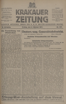 Krakauer Zeitung : zugleich amtliches Organ des K. U. K. Militär-Kommandos Krakau. 1917, nr 277