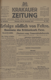 Krakauer Zeitung : zugleich amtliches Organ des K. U. K. Militär-Kommandos Krakau. 1917, nr 323