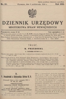 Dziennik Urzędowy Ministerstwa Spraw Wewnętrznych. 1934, nr 27