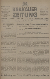 Krakauer Zeitung : zugleich amtliches Organ des K. U. K. Militär-Kommandos Krakau. 1917, nr 356
