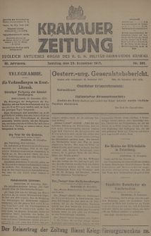 Krakauer Zeitung : zugleich amtliches Organ des K. U. K. Militär-Kommandos Krakau. 1917, nr 361