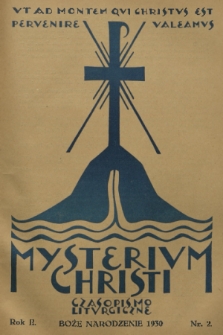 Mysterium Christi : czasopismo liturgiczne. R. 2, 1930, nr 2