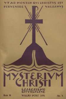 Mysterium Christi : czasopismo liturgiczne. R. 2, 1931, nr 3