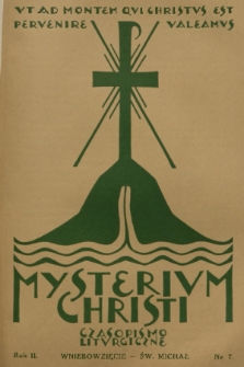 Mysterium Christi : czasopismo liturgiczne. R. 2, 1931, nr 7
