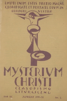 Mysterium Christi : czasopismo liturgiczne. R. 3, 1931, nr 1