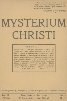 Mysterium Christi : czasopismo liturgiczne. R. 3, 1932, nr 6-7