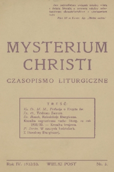 Mysterium Christi : czasopismo liturgiczne. R. 4, 1933, nr 3