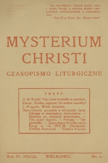 Mysterium Christi : czasopismo liturgiczne. R. 4, 1933, nr 4